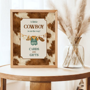 Poster Favor de Chuveirinho de Bebê Cowboy Cow Roupas Oci