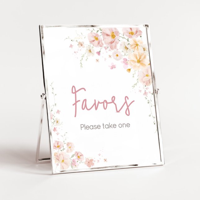 Poster Favor de Chuveiro de Bebê Bebê Flor Silvestre em F (Baby in Bloom Baby Shower Favors Sign)