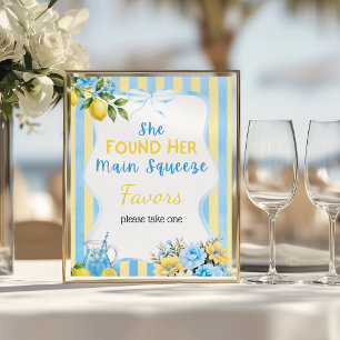 Poster Favor de Chuveiro de Noiva Floral Azul Main Squeez