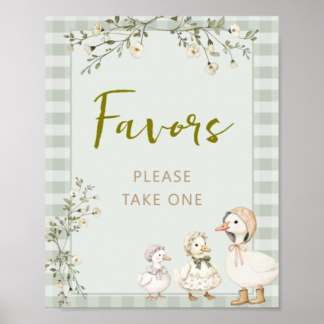 Poster Favor de Mãe Gansa e Gansinho para Chá de Bebê (Frente)