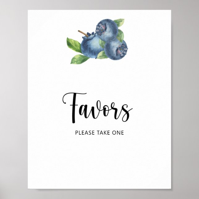 Poster Favor de mirtilo em aquarela (Frente)