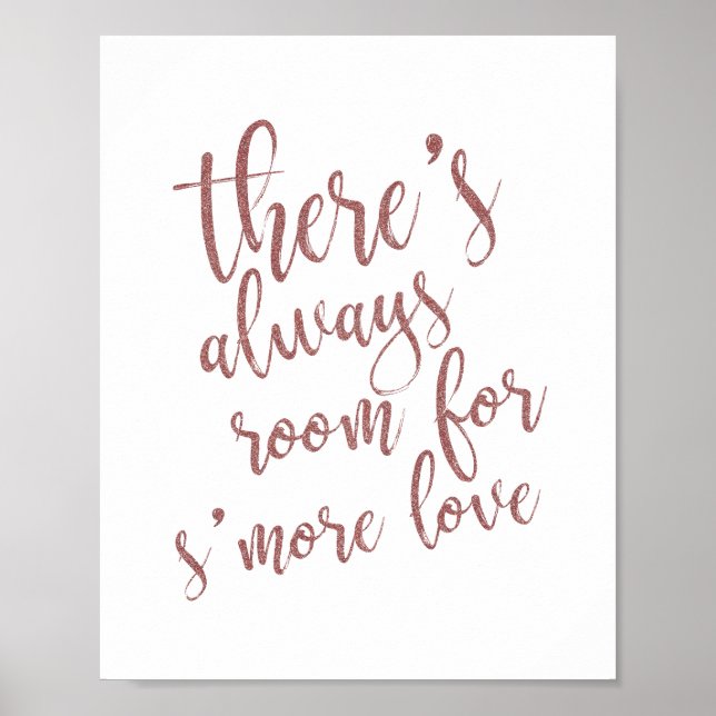 Poster Favor de Noivado S'more 8x10 Sinal Glitter Rosa Do (Frente)
