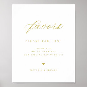 Poster Favor do Casamento Dourado Elegante