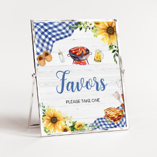 Poster Favor do Chá de fraldas de CHURRASCO de girassol a