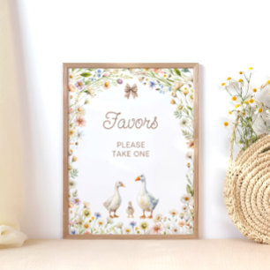 Poster Favor do Chá de fraldas de flor selvagem de ganso
