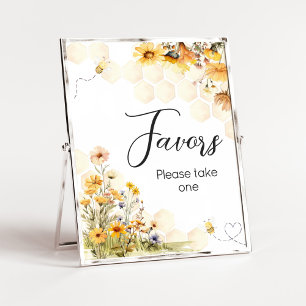 Poster Favor do Chá de fraldas de Mel de Girassol