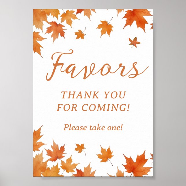 Poster Favor do Chá de fraldas de outono (Frente)