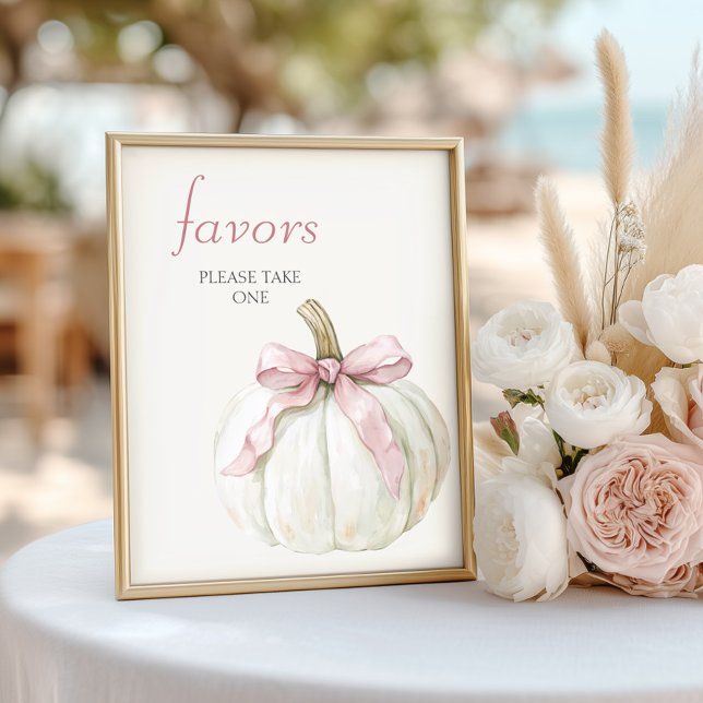 Poster Favor do Chá de fraldas rosa-rosa-abóbora branco (Criador carregado)