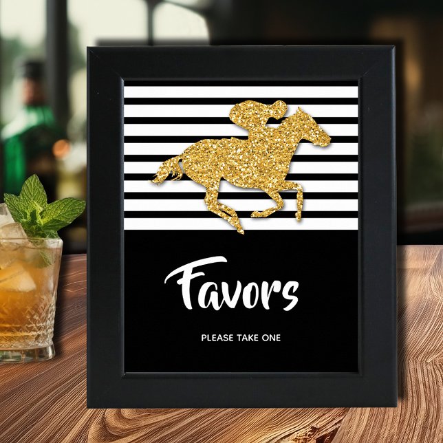 Poster Favor do Derby de Cavalo Dourado (Gold racehorse Derby party Favors poster INSTANT DOWNLOAD and/or PRINTED, (frame not included))