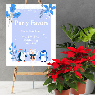 Poster Favor do Partido Snowflake Pinguins de inverno pin