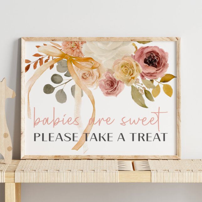 Poster Favor doce e floral de primavera para chá de bebê  (Criador carregado)