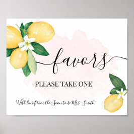 Poster Favor Favor Um Lemons Rosa Casamento Noivado