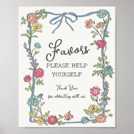 Poster Favor Floral Bright do Partido Jardim de Verão