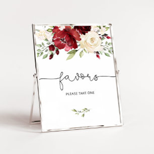 Poster Favor floral burgundy por favor pegue um pôster
