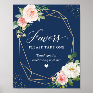 Poster Favor Floral de Tom Azul com Sinal de Por Favor Le