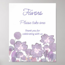 Poster Favor floral de tons de roxo malva, por favor, peg