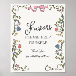 Poster Favor Floral Francês Do Partido Do Jardim Whimsica