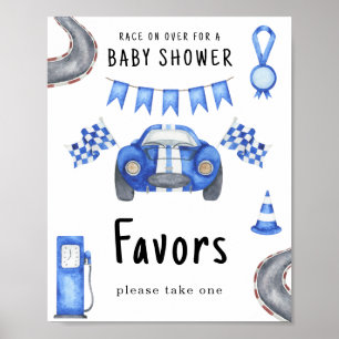 Poster Favor para chá de bebê de carro de corrida, por fa