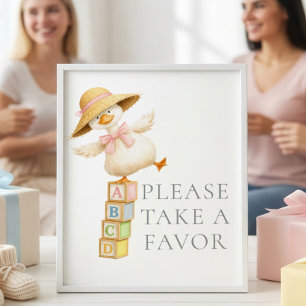 Poster Favor Silly Goose Sinal Cinza Chá de Bebê