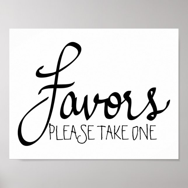 Poster Favorece Caligrafia Simples de Casamento Moderno (Frente)