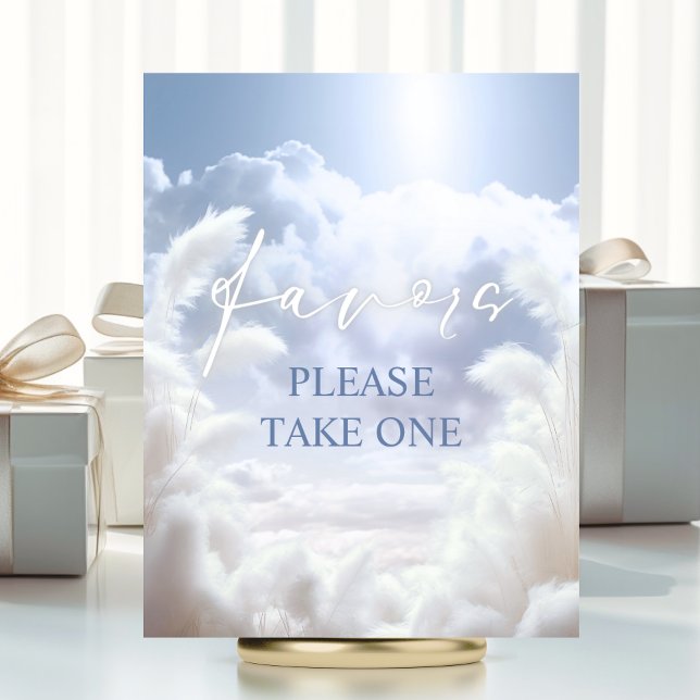 Poster Favorece o Sign On Cloud Nine 9 Pampas Chá de pane (Favors Sign On Cloud Nine 9 Pampas Bridal Shower | Please Take One (for guests))
