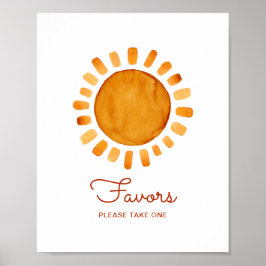 Poster Favorece o Watercolor Boho Sunshine Chá de fraldas