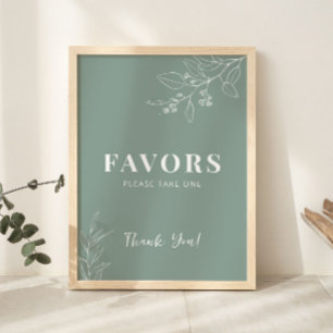 Poster Favorece Sábio Verde de Casamento Floral
