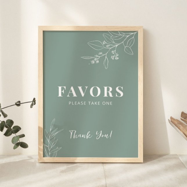 Poster Favorece Sábio Verde de Casamento Floral (Criador carregado)