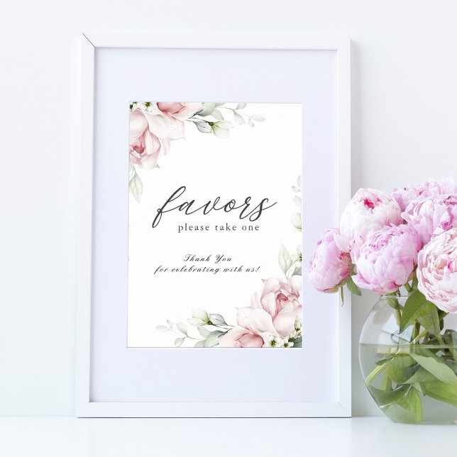 Poster Favorece Sinal de Casamento Floral | Sinal de Rosa (Criador carregado)