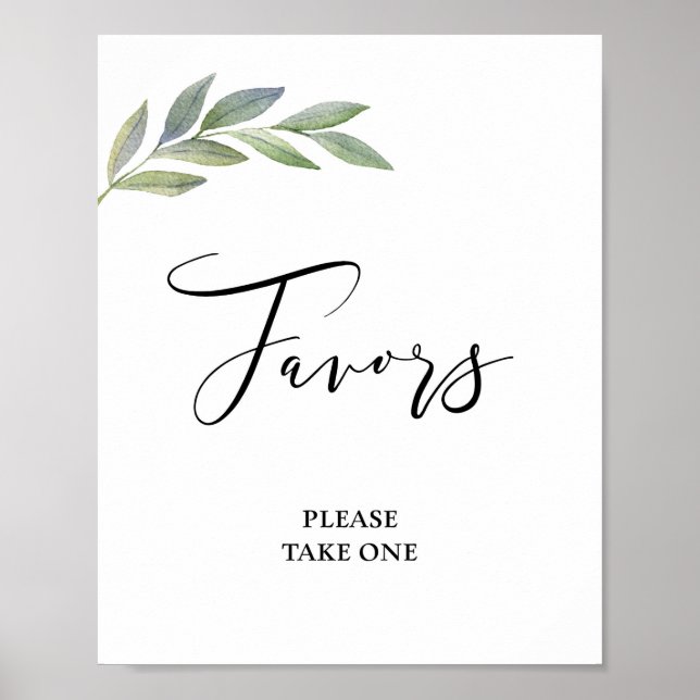 Poster Favorecer Sinal de Olive Leaf Greenery Casamento (Frente)