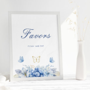 Poster Favores bonito para Chás de fraldas de borboletas