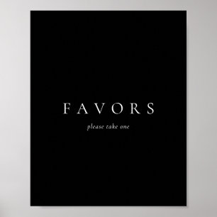 Poster Favores do Casamento Simples e Simples Negro