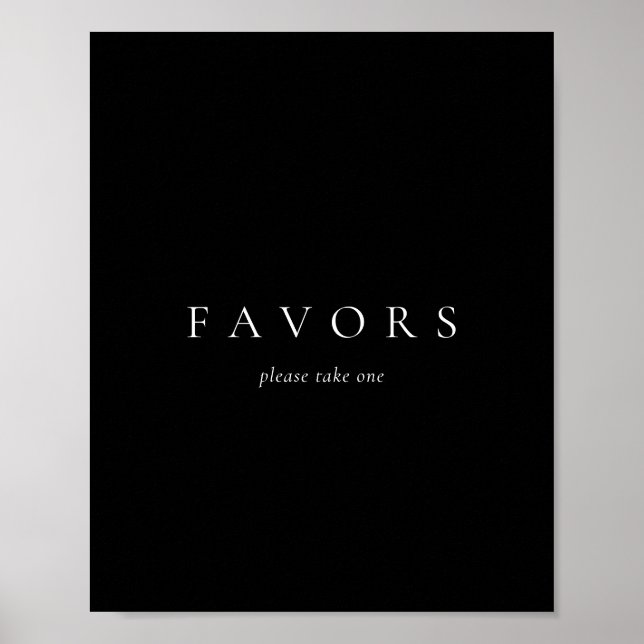 Poster Favores do Casamento Simples e Simples Negro (Frente)