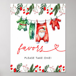 Poster Favores do Chá de fraldas de Papais noeis de Natal