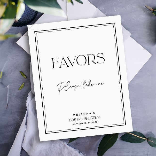 Poster Favores Elegantes para Chá de Noiva Preto e Branco (Criador carregado)