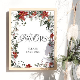Poster Favores Florais De Natal De Inverno Por Favor Tome