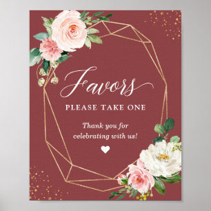 Poster Favores Por Favor Pegue Um Rosa De Canela Floral