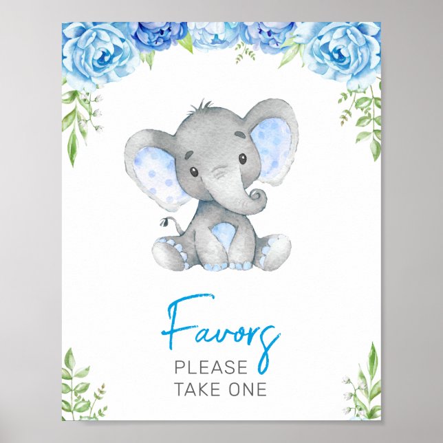 Poster Favores Por Favor Tome Um Chá De Bebê Elefante (Frente)