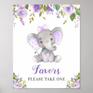 Poster Favores Tomam Um Pequeno Púrpura De Elefante De A