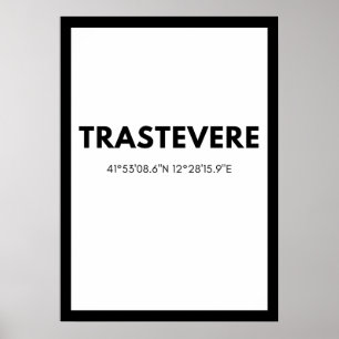 Poster Favorite City Trastevere Italy Skyline Coordinates