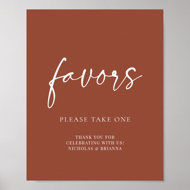 Poster Favoritos de Casamento Boho Terracota Laranja Quei (Frente)