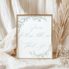 Poster Favoritos de chá de bebê verde floral atemporal vi