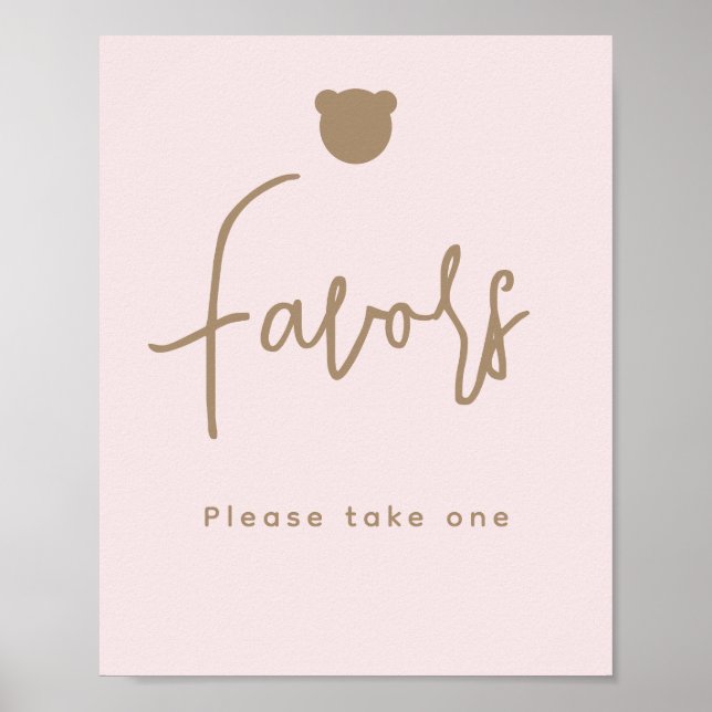 Poster Favoritos de Chá de fraldas de Urso Simples Minima (Frente)