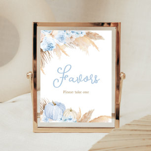 Poster Favoritos do Chá de fraldas Boho Pumpkin Azul