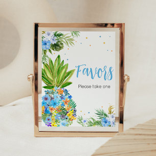 Poster Favoritos do Chá de fraldas de abacaxi azul Floral
