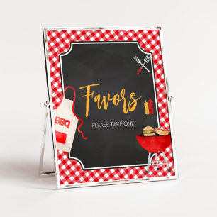 Poster Favoritos do Chá de fraldas do CHURRASCO Red Gingh