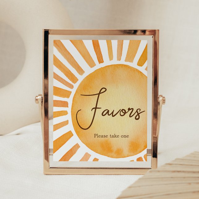 Poster Favoritos do Chá de fraldas Sunshine (A Little Ray of Sunshine Baby Shower Favors Sign)