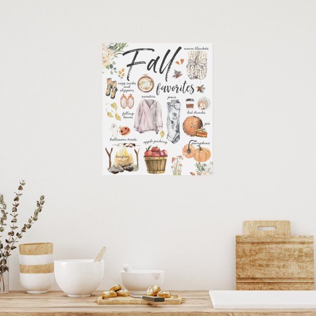 Poster Favoritos do Outono na Moda | Ilustrações em Aquar (Cozinha)