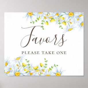 Poster Favoritos. Margarida de aquarela. Casamento floral