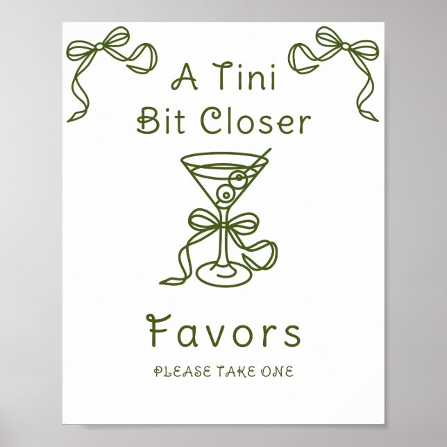 Poster Favoritos para chá de noiva com tema Martini Bow (Frente)